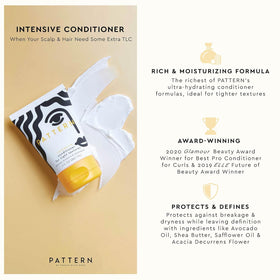 PATTERN cleansing shampoo lather in palm illustrating gentle cleansing for curls