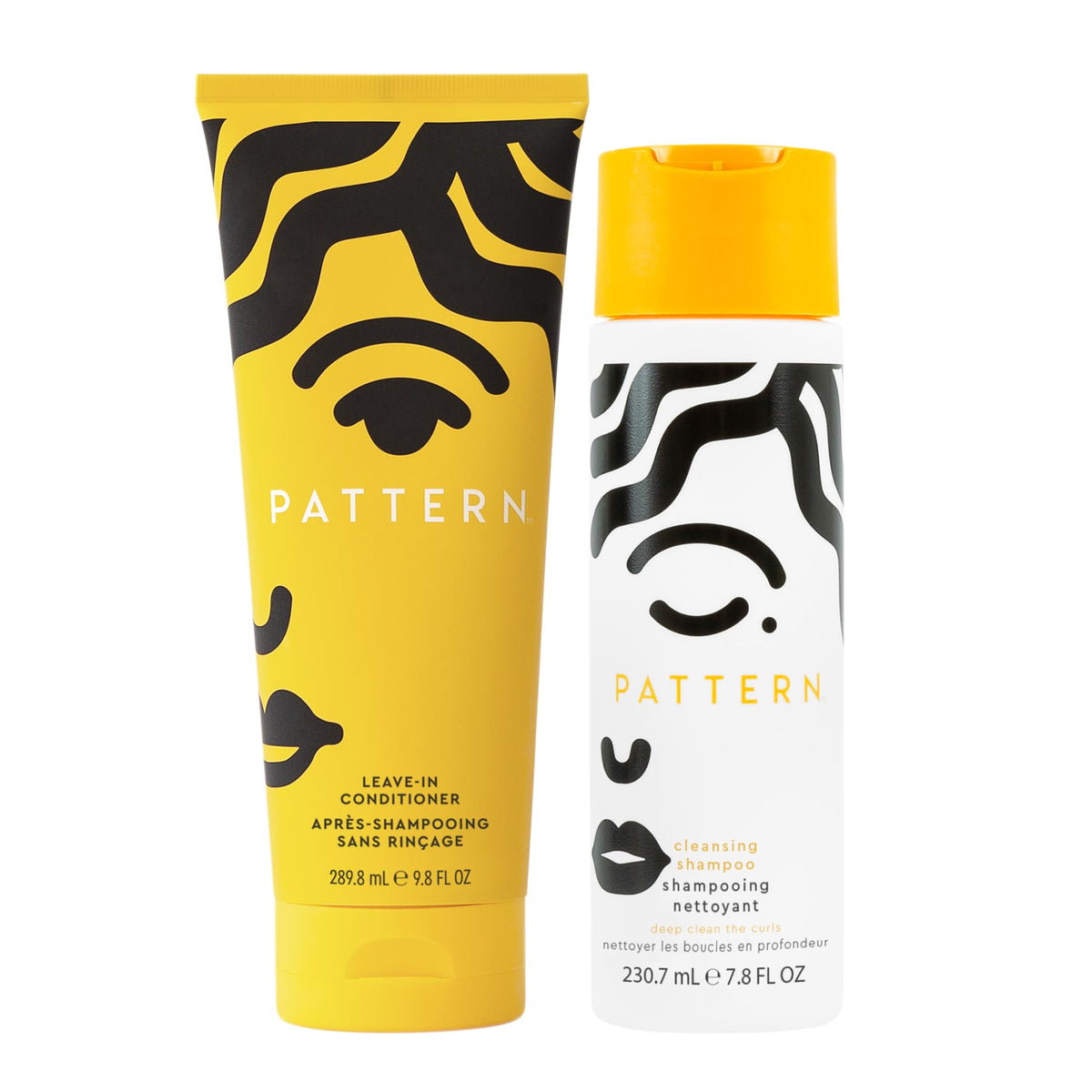 PATTERN front packaging of the cleanse and condition duo showing bold labels and kit benefit