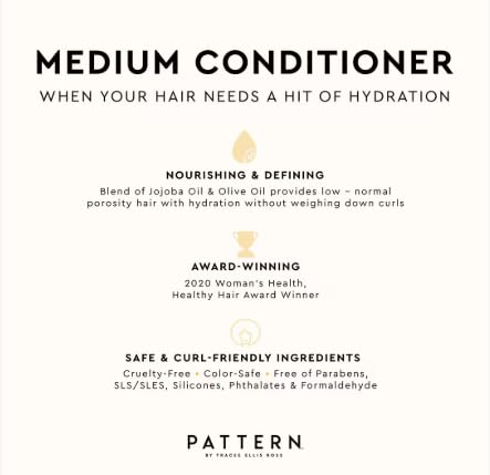 PATTERN label close-up highlighting Matcha and Jojoba ingredients for scalp health