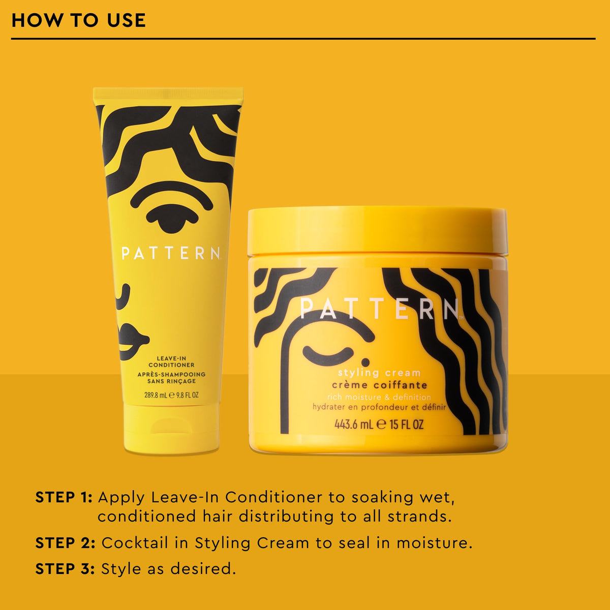 PATTERN leave-in conditioner bottle label detail emphasizing clean formulation benefits