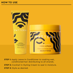 PATTERN leave-in conditioner bottle label detail emphasizing clean formulation benefits