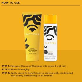 PATTERN cleansing shampoo pouring texture illustrating lightweight lather and gentle cleanse
