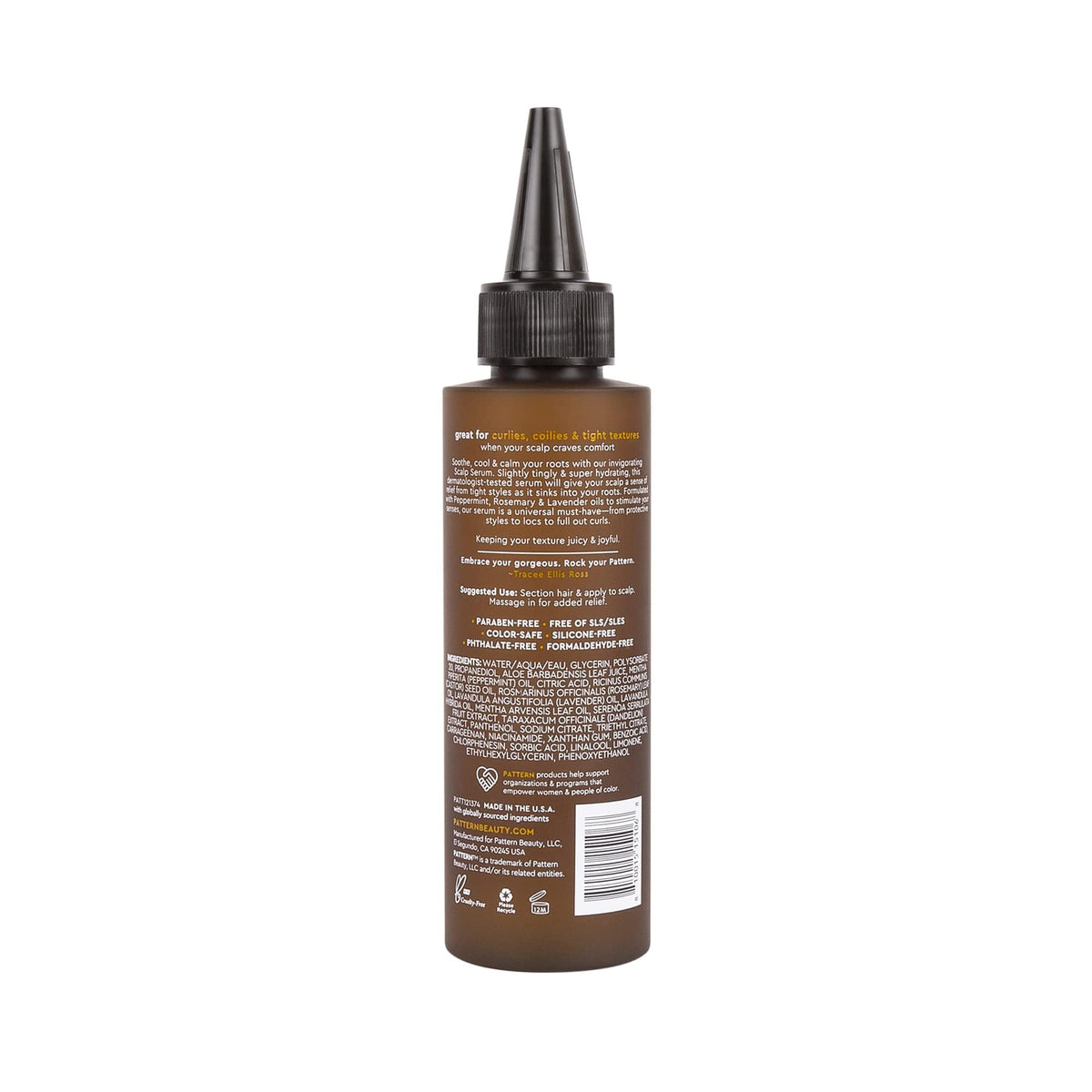 PATTERN bottle beside a ruler showing 4 fl oz scale benefit