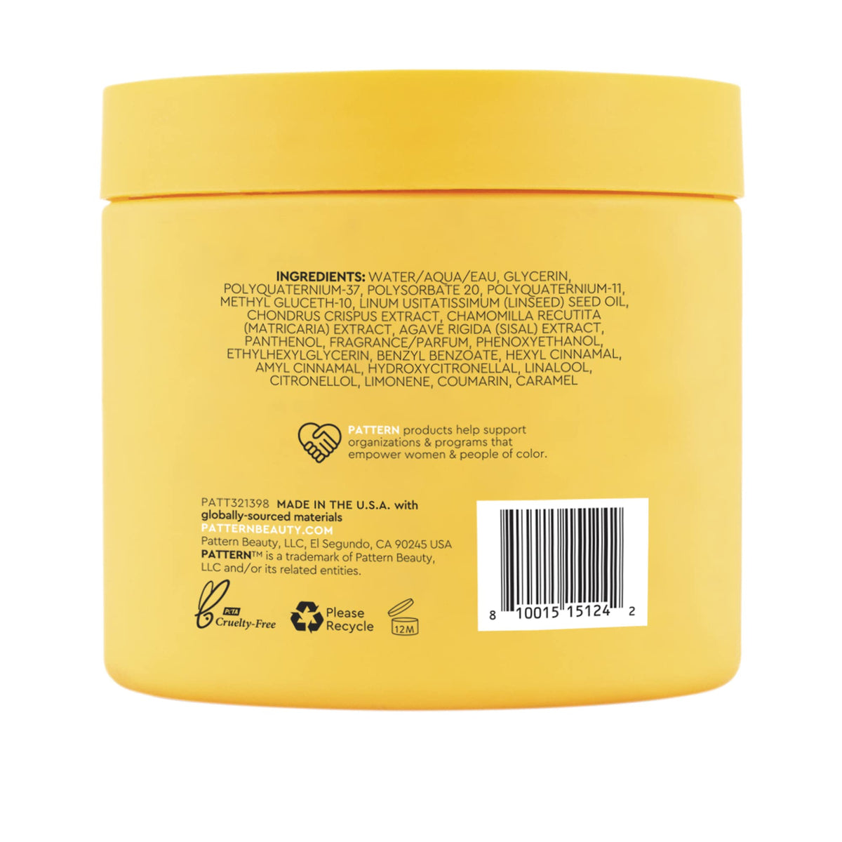 PATTERN ingredients label photo highlighting clean formulation details