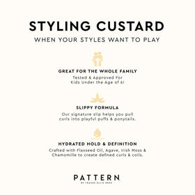 PATTERN styling custard jar open to show rich texture and high shine