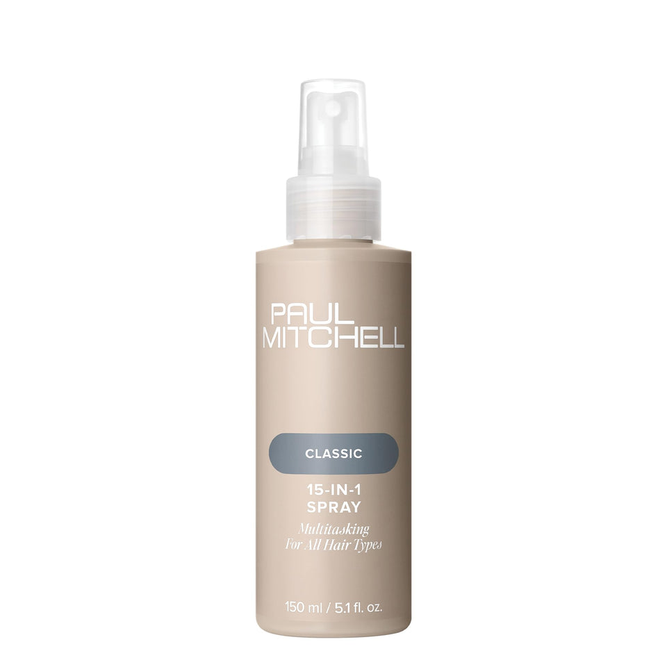Paul Mitchell front packaging showing 15-in-1 spray benefits and bottle design