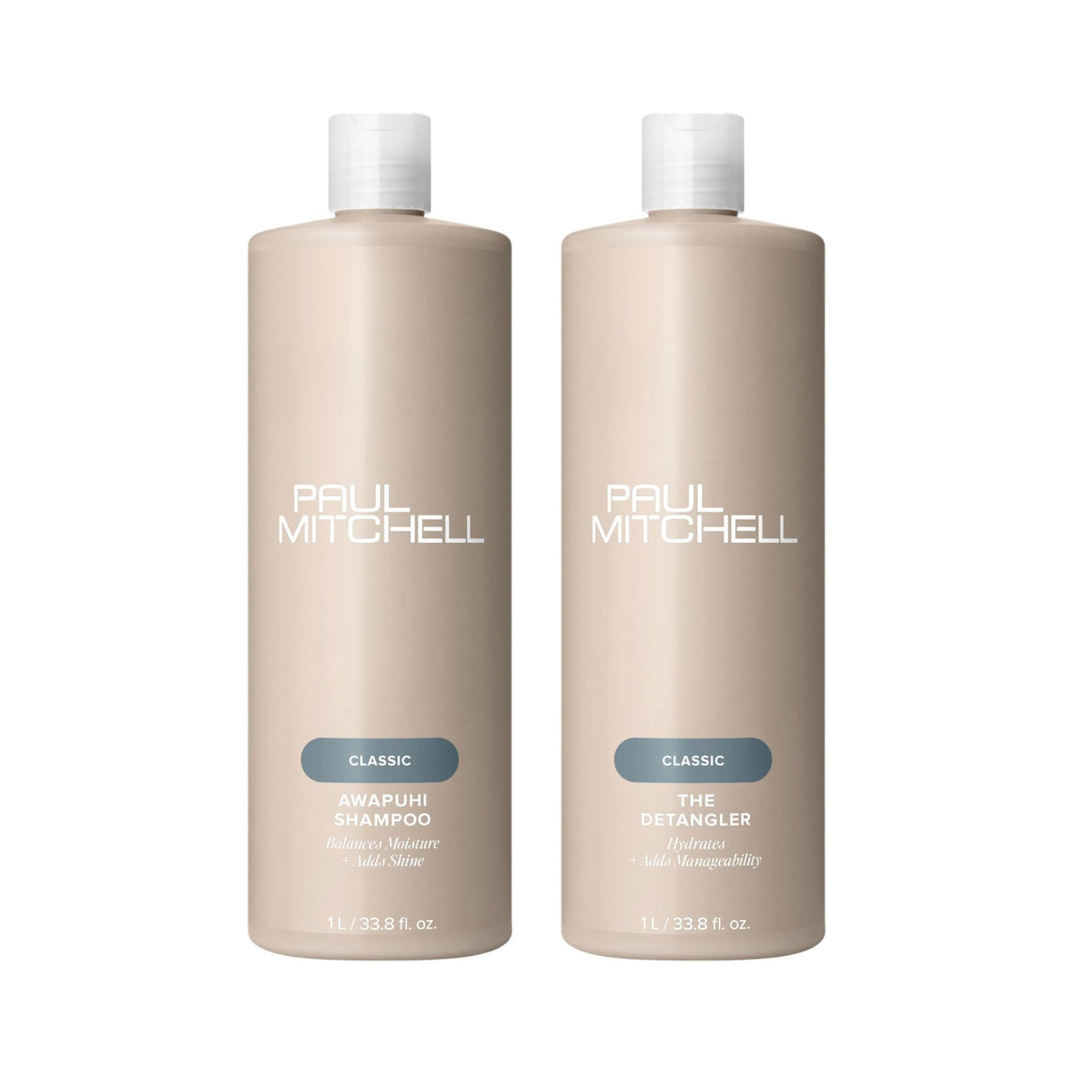 Paul Mitchell liter duo front packaging showing brand and value, ideal for salon-quality care