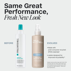 Paul Mitchell Awapuhi mist spraying into air to demonstrate even, lightweight hydration delivery