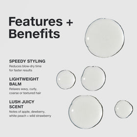 Paul Mitchell balm texture dispensed on hand illustrating lightweight, non-greasy feel