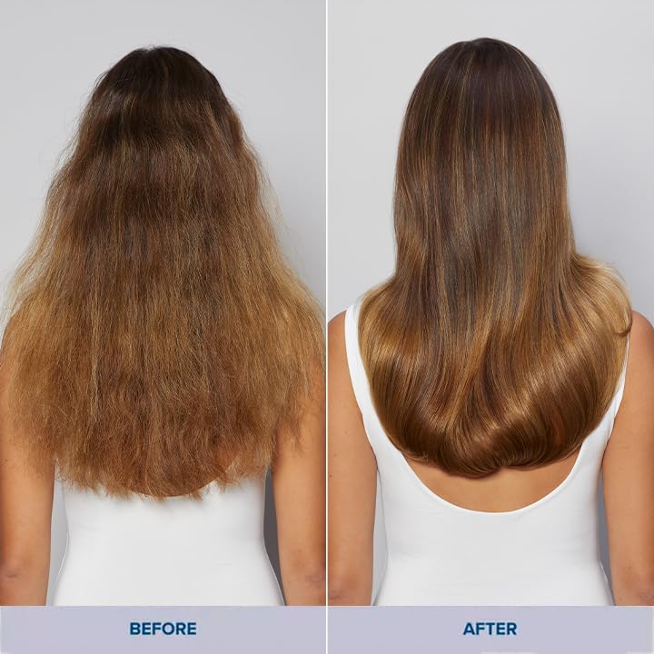 Paul Mitchell Bond Rx being applied to damp hair showing smoother styling and protection