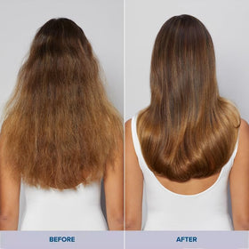 Paul Mitchell Bond Rx being applied to damp hair showing smoother styling and protection