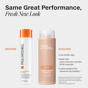 Paul Mitchell back label detail highlighting usage and recyclable packaging benefits