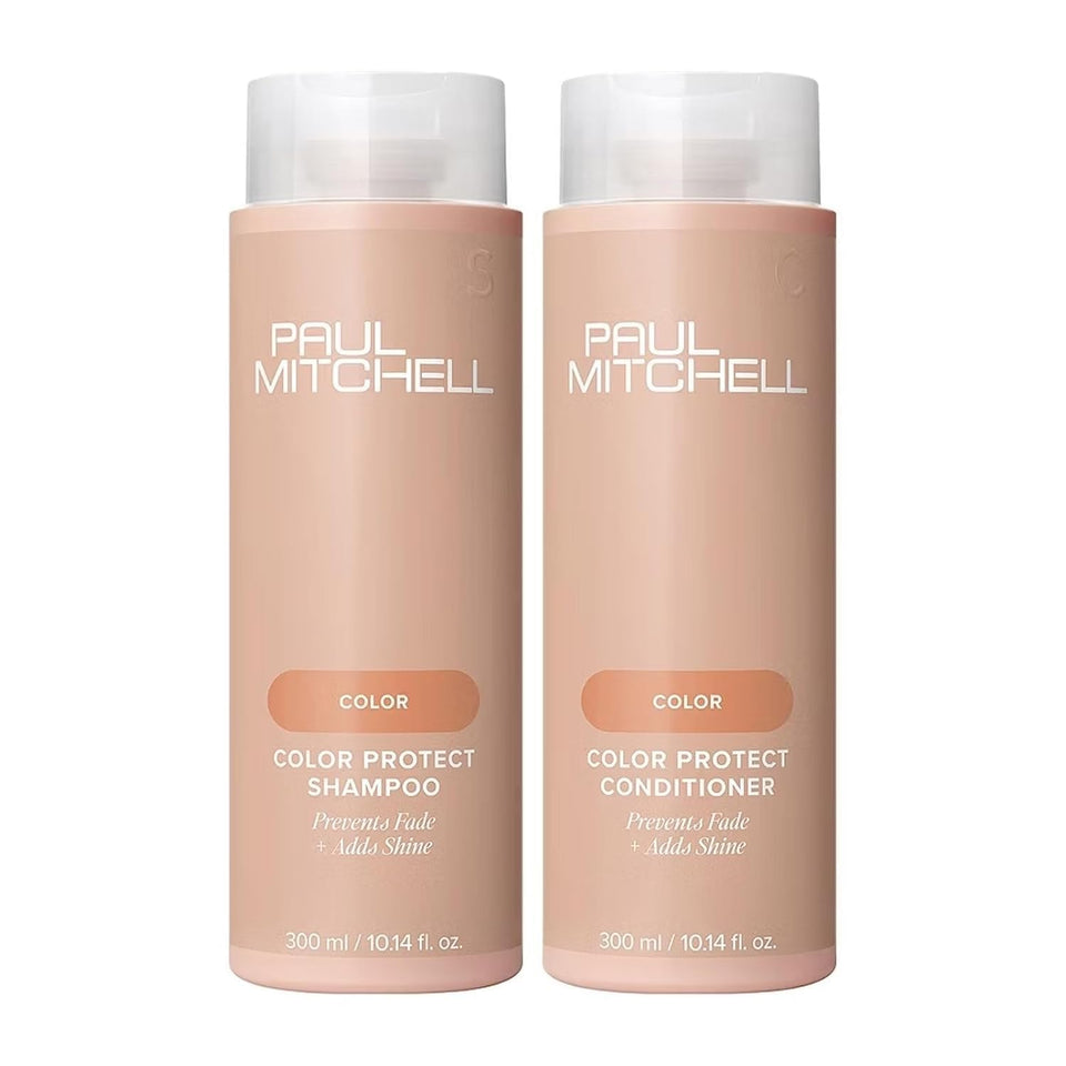 Paul Mitchell front packaging showing bottles and bright gift set benefit: protects color