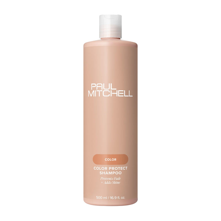 Paul Mitchell front packaging showing bottle and branding with color protection benefit