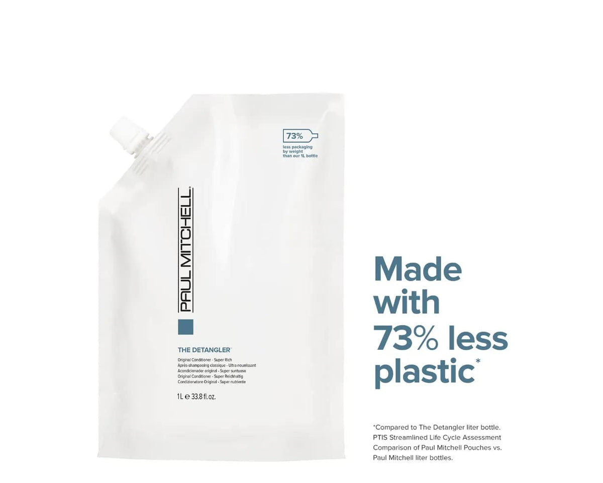 Paul Mitchell creamy conditioner texture pouring demonstrates rich slip benefit