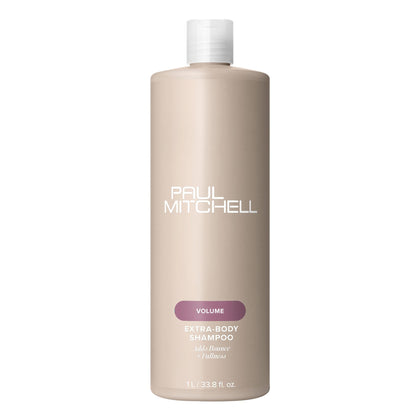 Paul Mitchell front packaging showing bottle and volume benefits