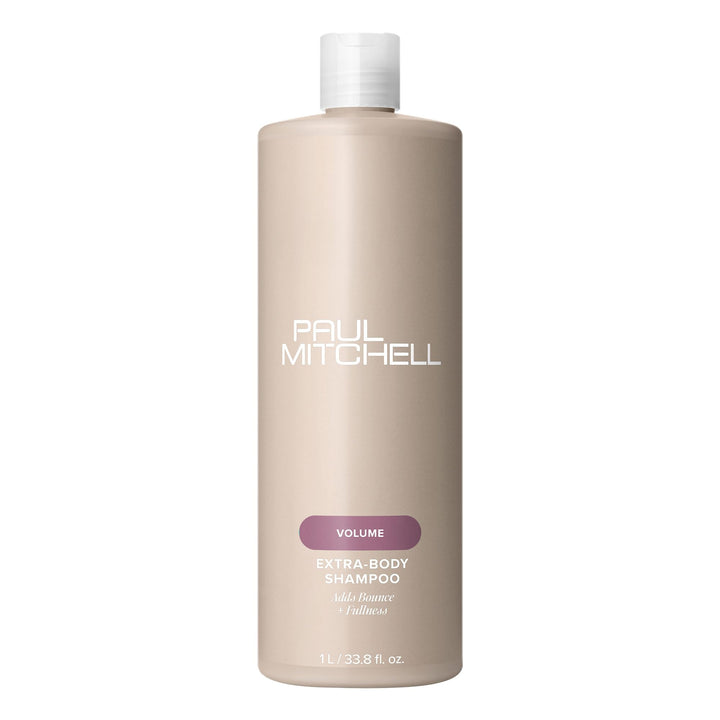 Paul Mitchell front packaging showing bottle and volume benefits