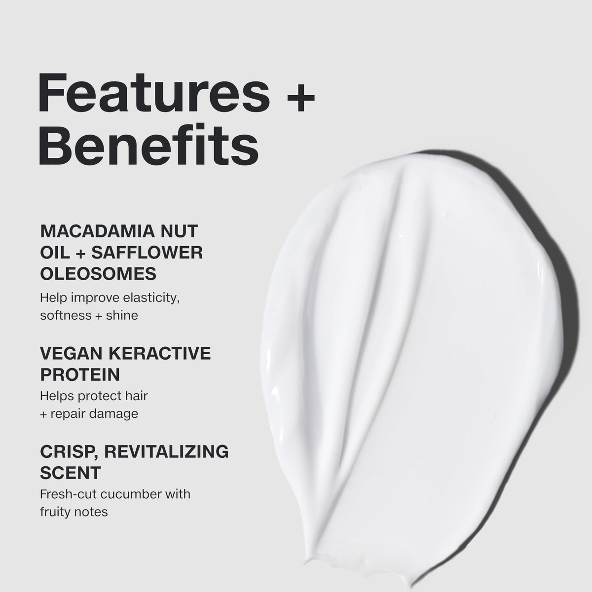 Creamy conditioner texture on palm, Paul Mitchell shows smooth moisturizing benefit