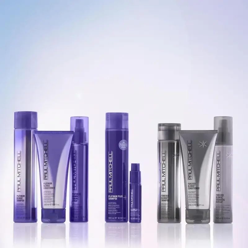 Paul Mitchell before and after hair results showing brighter, smoother blonde