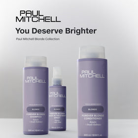 Paul Mitchell before and after on lightened hair showing brighter tone