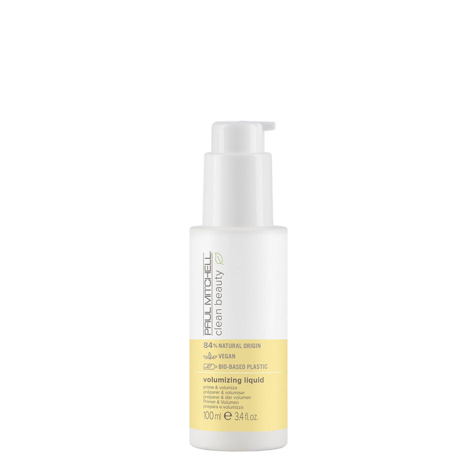 Paul Mitchell front packaging showing Prime & Volumize and clean-beauty messaging