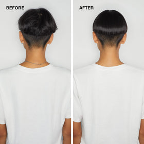 Paul Mitchell Gloss Drops smoothed onto dry hair ends creating visible glossy polish