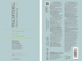 Paul Mitchell hydrate shampoo bottle staged in bathroom showing daily routine use