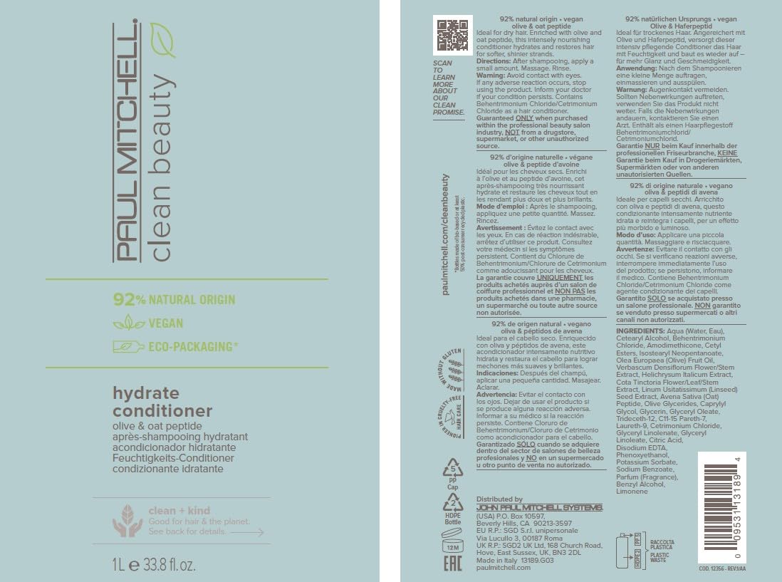 Paul Mitchell back of bottle showing ingredient transparency and ISO 16128 certification benefit