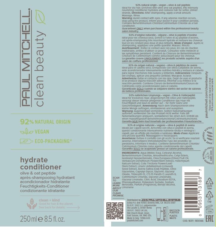 Paul Mitchell hydrate conditioner on bathroom shelf in lifestyle scene showing eco-minded benefit