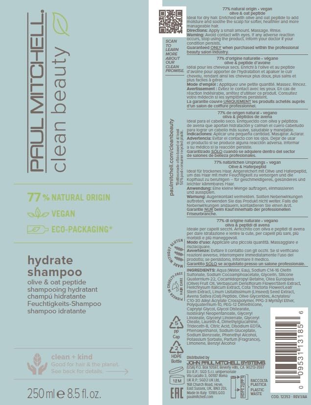 Paul Mitchell hydrate shampoo on bathroom shelf styling and sustainability