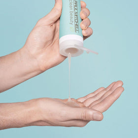 Paul Mitchell hydrate shampoo pump and label close-up for easy dispensing