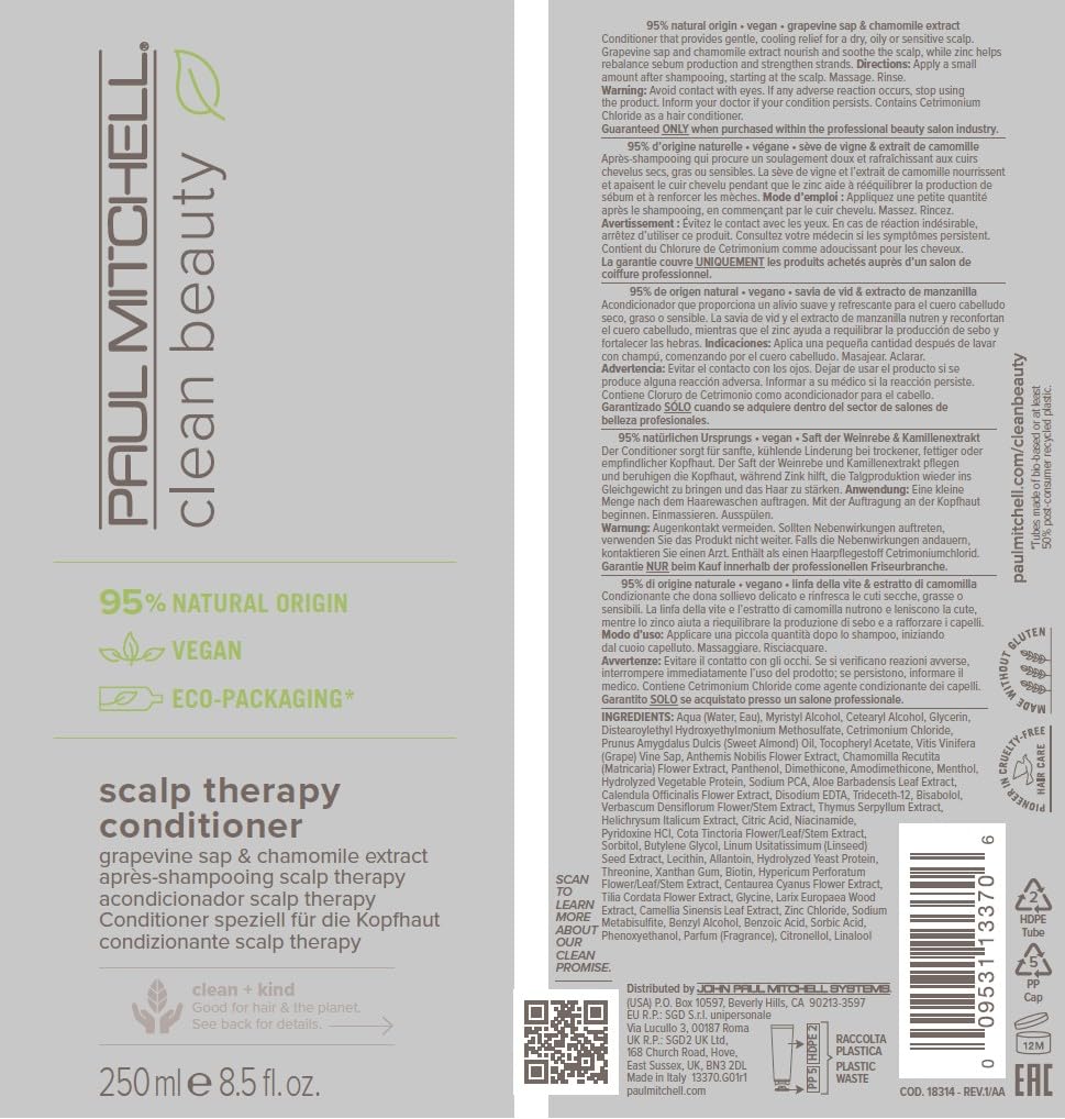 Paul Mitchell bottle staged on bathroom shelf promoting clean-beauty routine