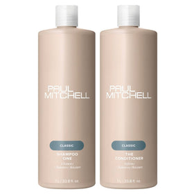 Paul Mitchell liter duo front packaging showing bottles and labels for easy identification and professional results