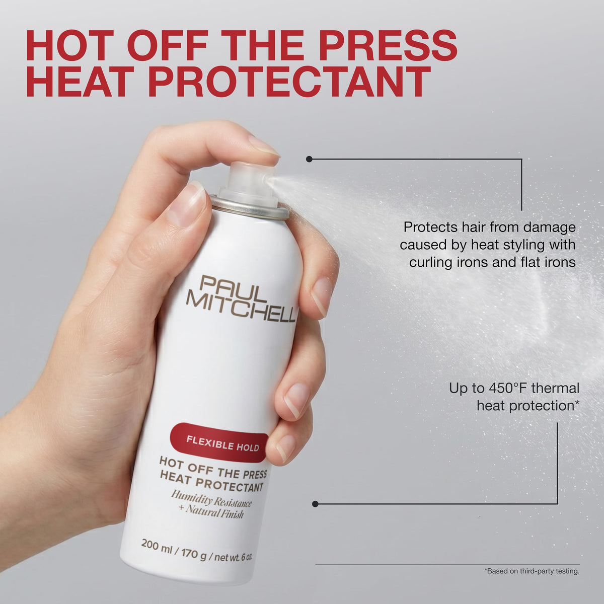 Paul Mitchell being applied to damp hair for pre-heat protection