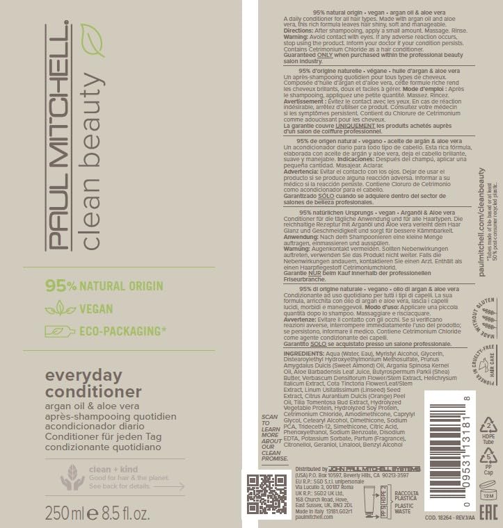 Paul Mitchell open bottle dispensing conditioner to show product flow and easy application benefit