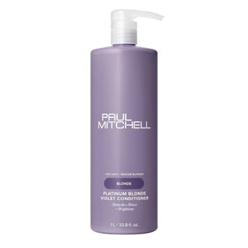 Paul Mitchell front bottle view showing violet conditioner and brightening benefit