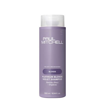 Paul Mitchell bottle front showing product and benefit of banishing brass