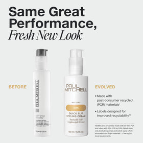 Paul Mitchell cream texture close-up highlighting smooth consistency for quick styling