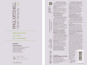 Paul Mitchell back label with ingredient list and ISO certification for transparency benefit