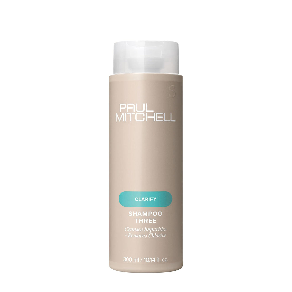 Paul Mitchell Shampoo Three front packaging shows 10.14 fl oz bottle for effective chlorine removal