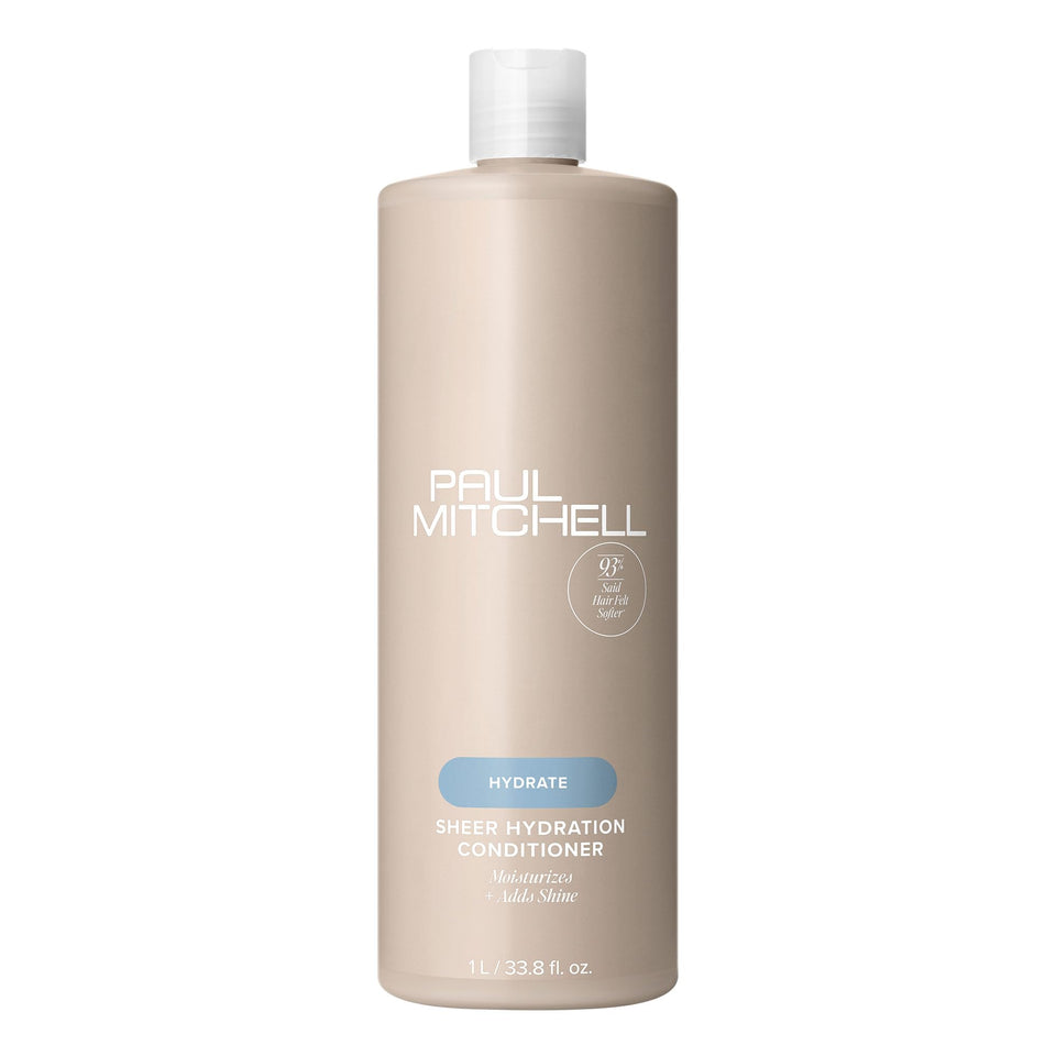 Paul Mitchell front bottle view showing product and hydrated shine