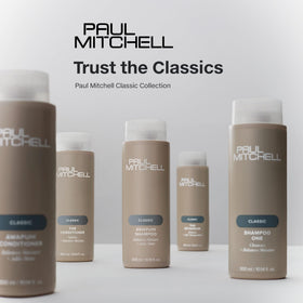 Paul Mitchell 10.14 fl oz bottle beside common items for scale and portability