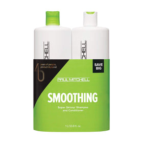 Paul Mitchell Super Skinny in use while blow-drying to speed styling and smooth hair