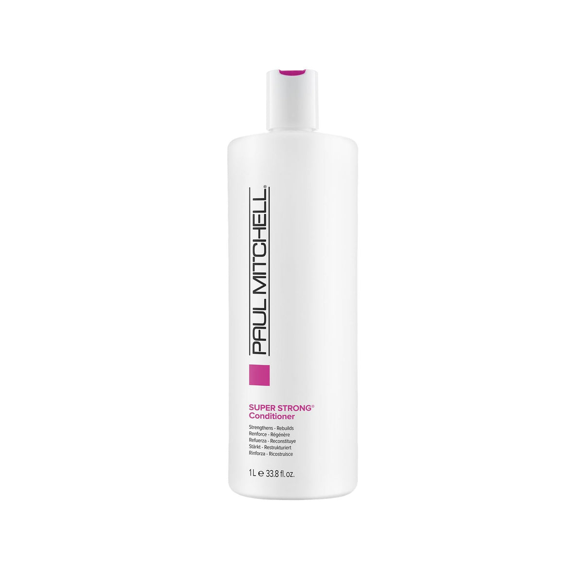 Paul Mitchell front bottle showing branding and strength benefits