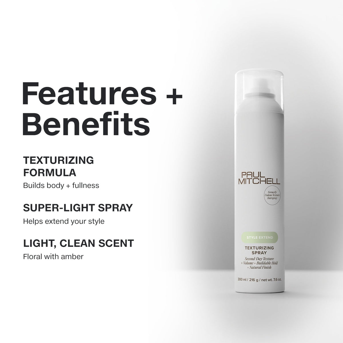 Paul Mitchell spray in use spraying hair to create instant texture and lift