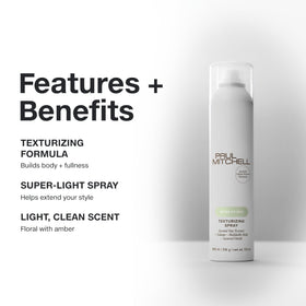 Paul Mitchell spray in use spraying hair to create instant texture and lift