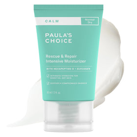 Paula's Choice jar front view showing calming cream and clear labeling for soothing benefits