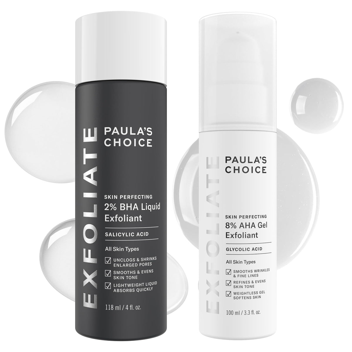 Paula's Choice duo front packaging showing both bottles and benefits