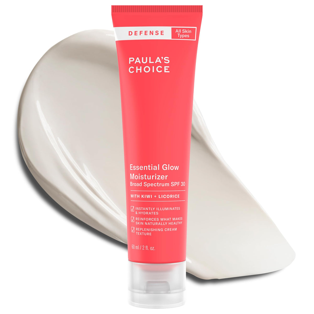 Paula's Choice front tube showing SPF 30 and radiant finish benefits
