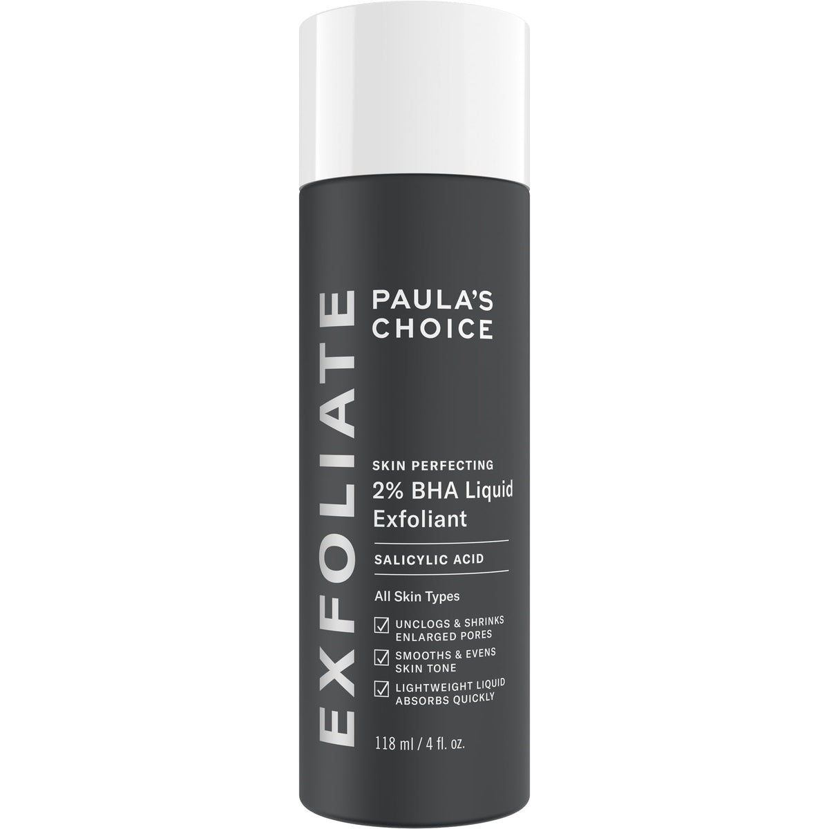 Paula's Choice front packaging showing 2% BHA liquid for clearer pores